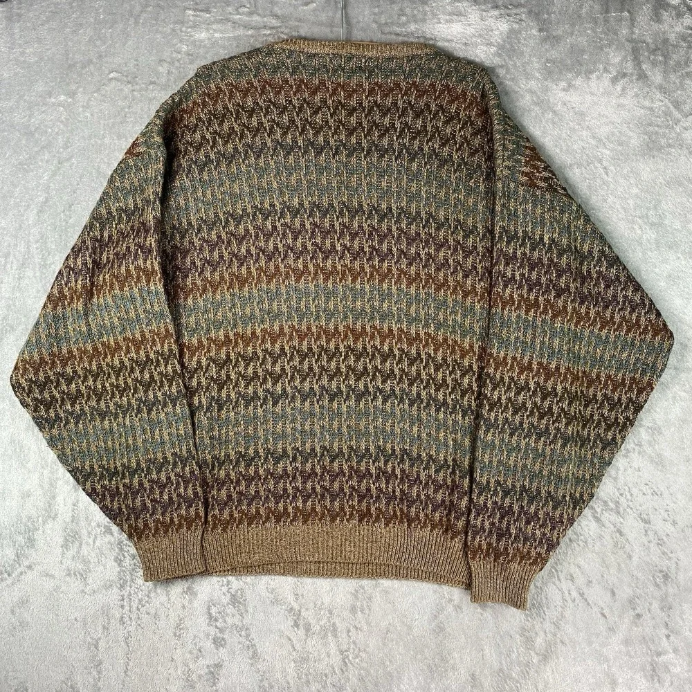 Vintage Marc Edwards Sweater Mens XL Textured Geometric Crewneck 90s Grandpa